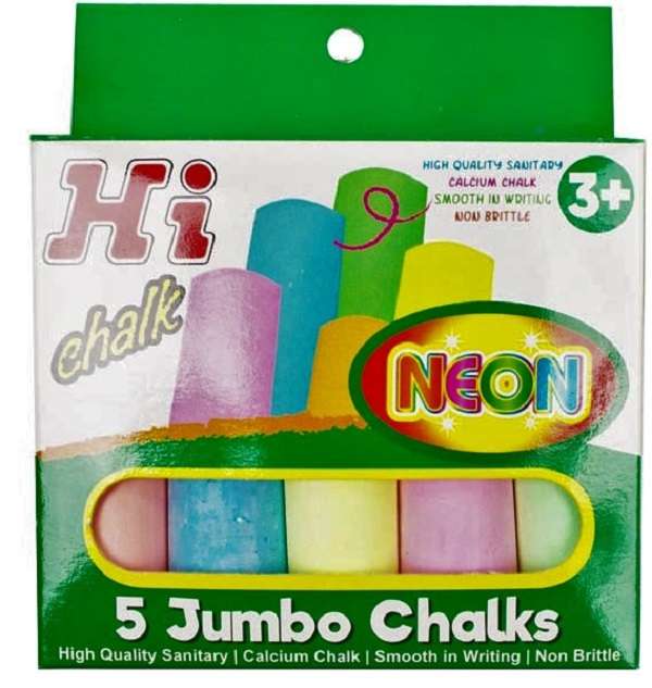 Hi Chalk, Neon, 5 Jumbo Chalks - Hi Chalk, Neon, 5 Jumbo Chalks