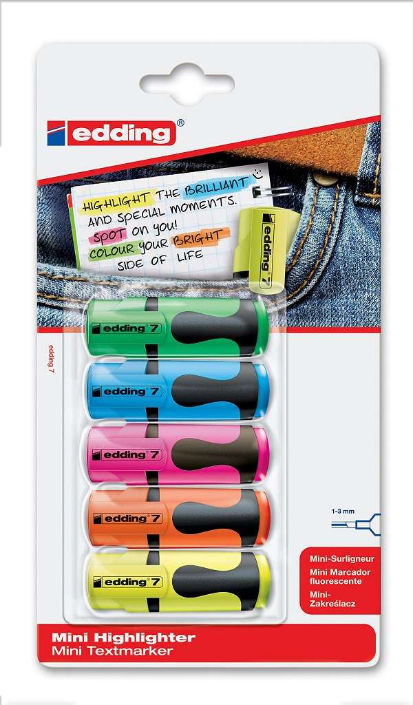 Edding - 7/5 Mini Highlighter Set 5 Pcs. - Edding - 7/5 Mini Highlighter Set 5 Pcs.