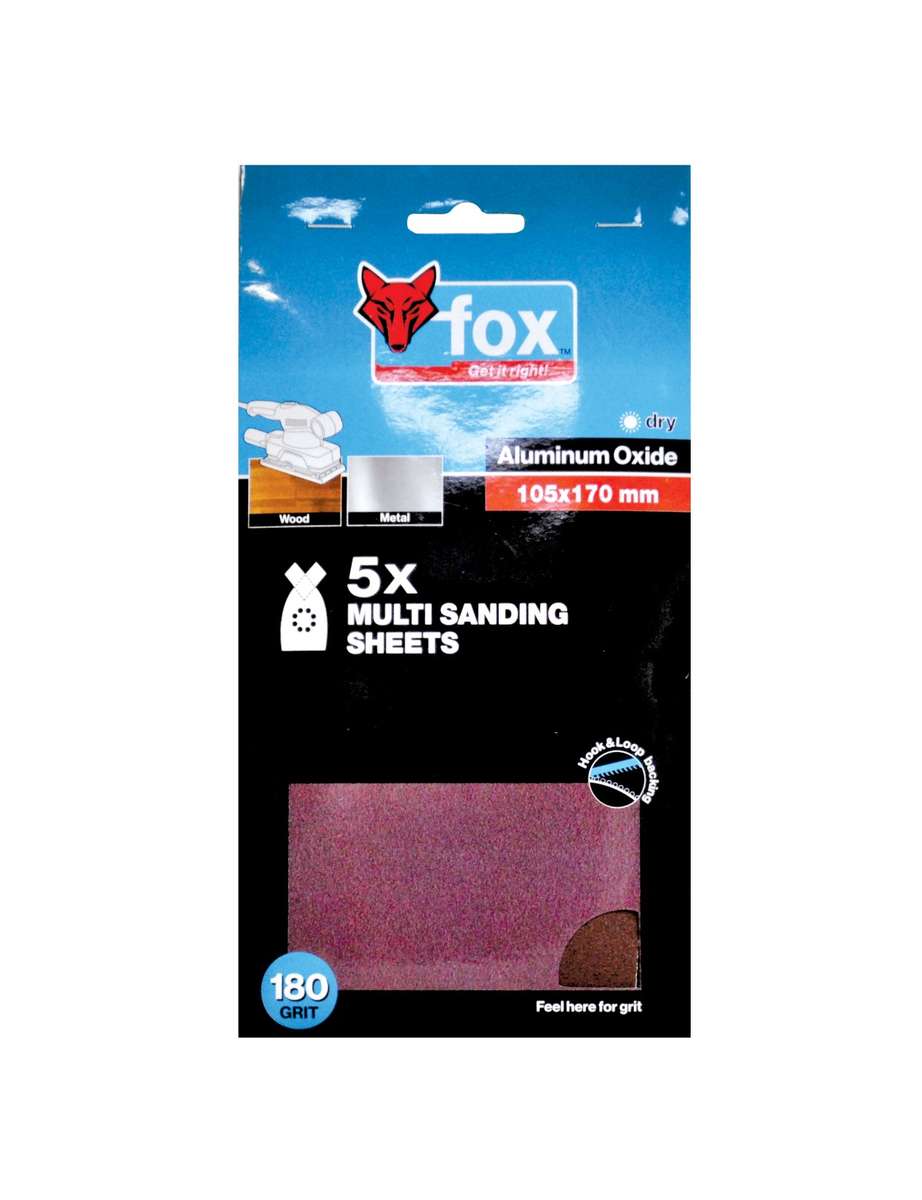 Fox - Multi Sanding Paper 180G (5) - Fox - Multi Sanding Paper 180G (5)
