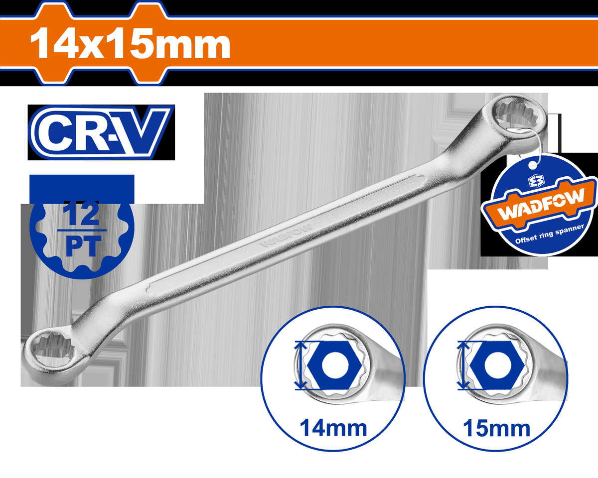 Wadfow - Spanner Offset Ring (CR-V 14 x 15mm) - Wadfow - Spanner Offset Ring (CR-V 14 x 15mm)