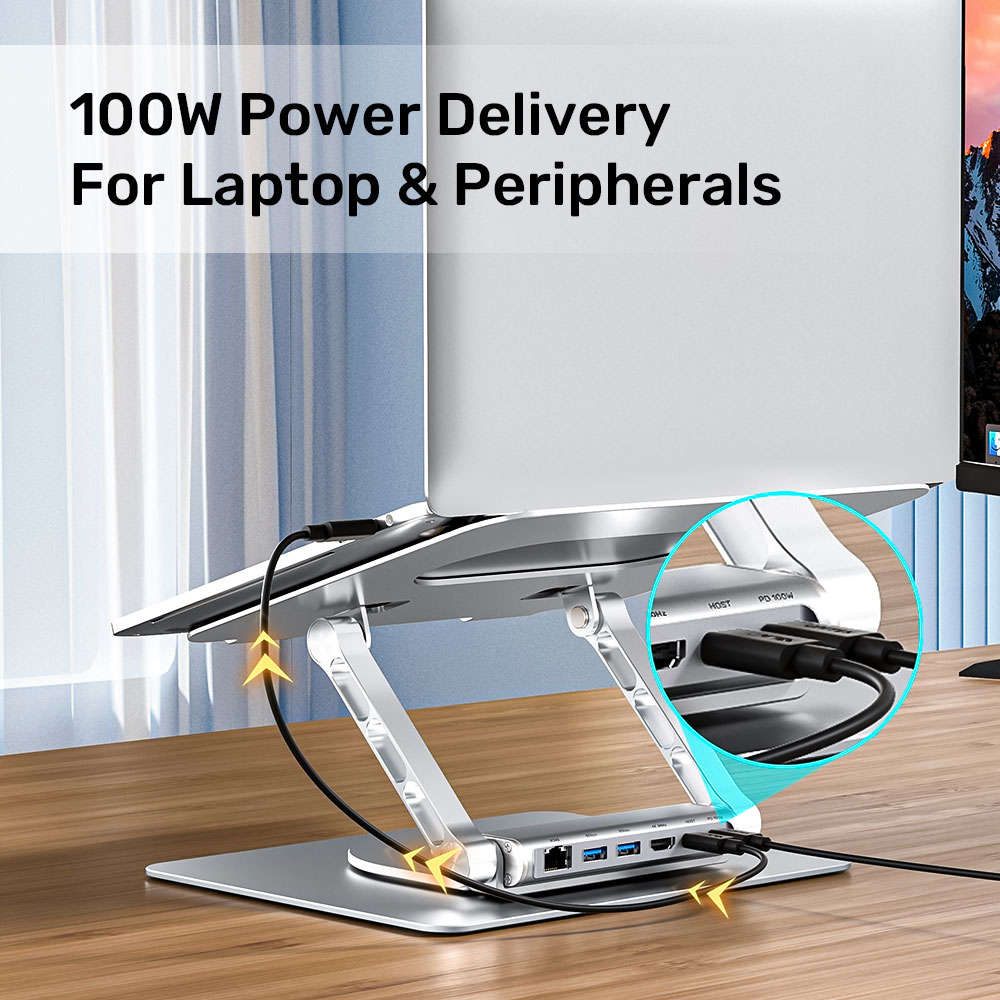 Unitek - 360 Rotating Laptop Stand with Detachable USB-C Docking Station - Unitek - 360 Rotating ...