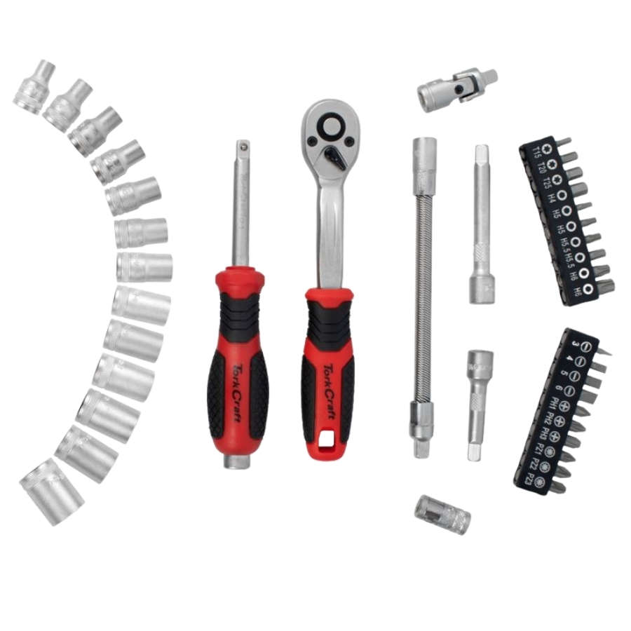 Tork Craft - Socket and Ratchet Drive Set (1/4" CRV 12 Point) - 40 Piece - Tork Craft - Socket an...