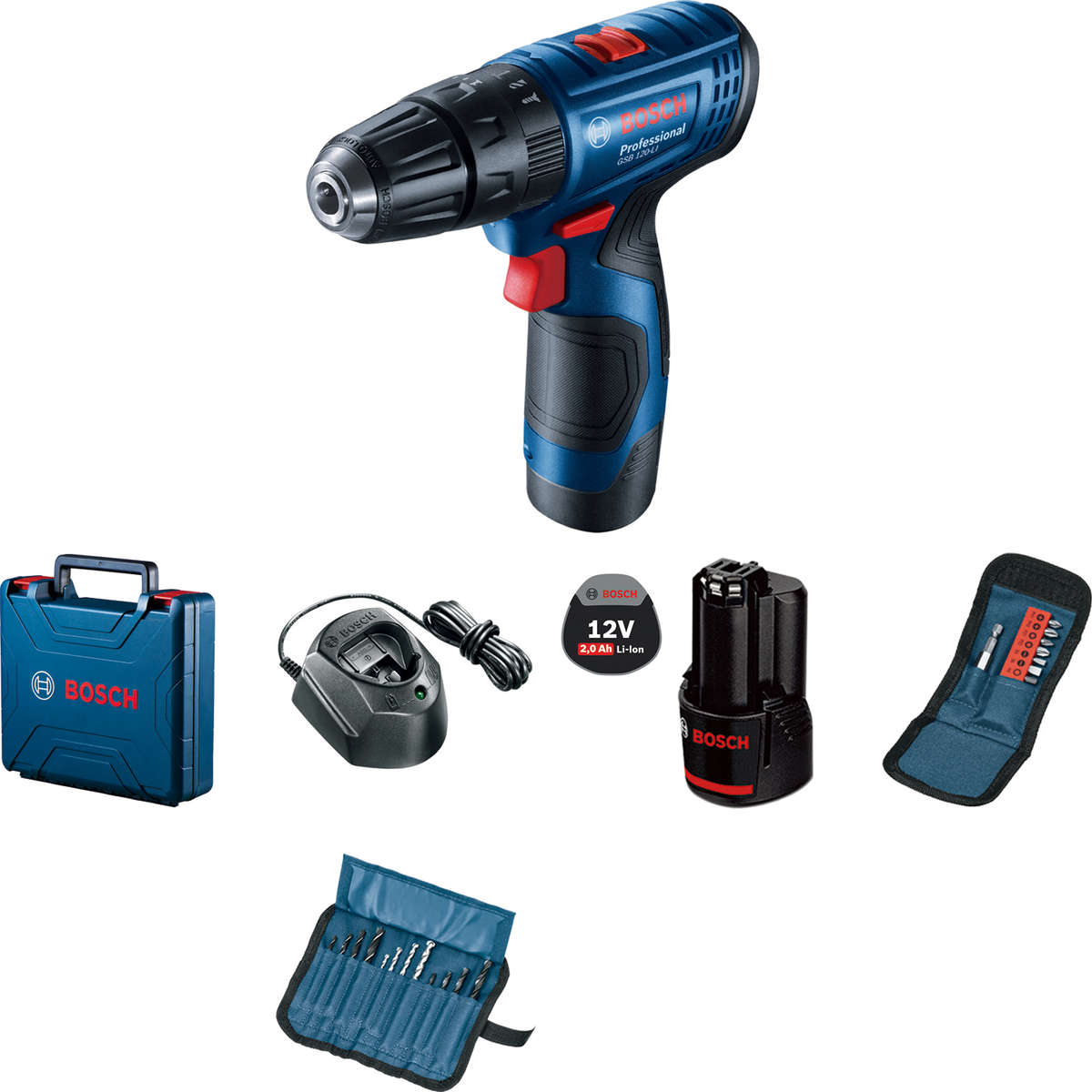 Bosch - Cordless 12V Drill Driver - GSB 120-LI + 23 accessory pieces - Bosch - Cordless 12V Drill...