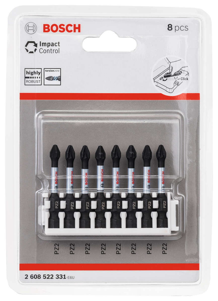 Impact Control Bit PZ 2, 50 mm, 8 pc - Impact Control Bit PZ 2, 50 mm, 8 pc