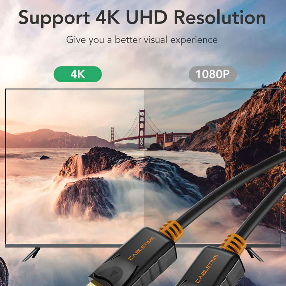 Cabletime - DisplayPort to DisplayPort 1.2 Cable 4K 60Hz - 1.8 m - Cabletime - DisplayPort to Dis...