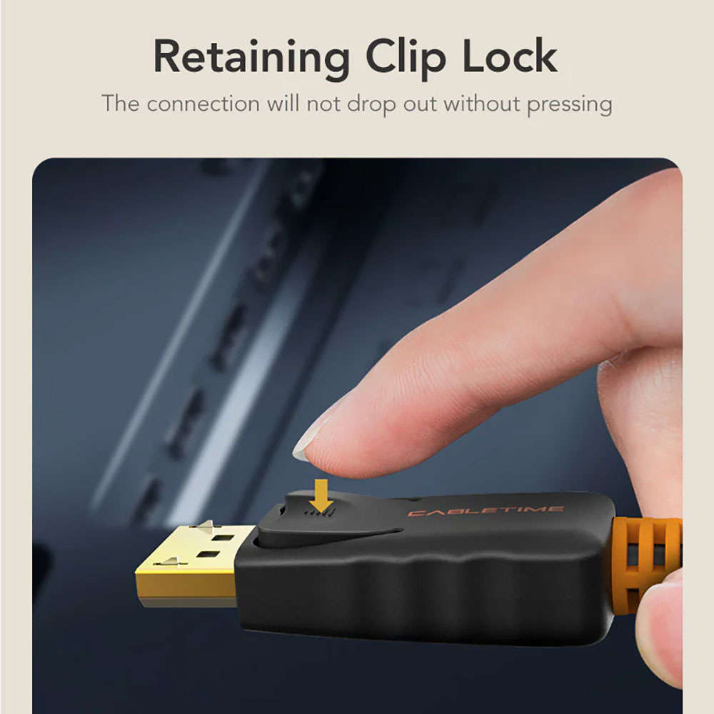 Cabletime - DisplayPort to DisplayPort 1.2 Cable 4K 60Hz - 1.8 m - Cabletime - DisplayPort to Dis...