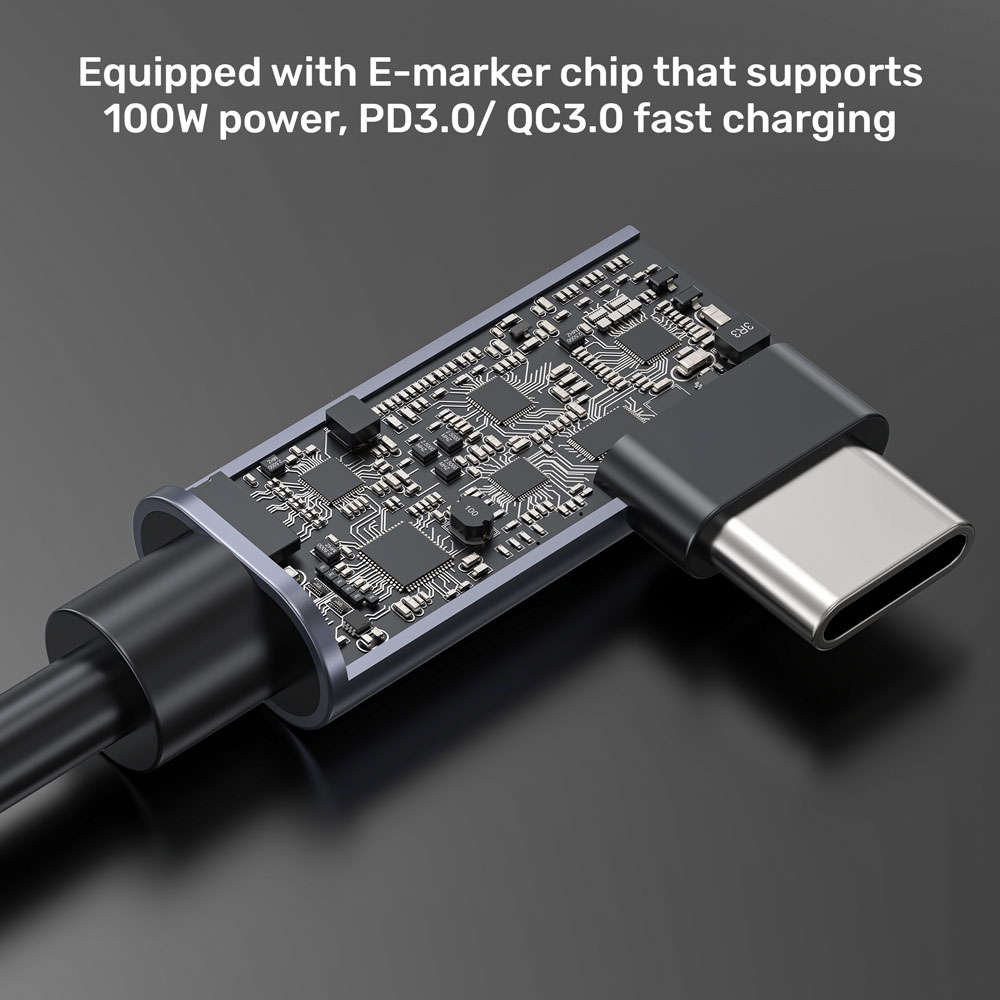 Unitek - C14147A 1M Pd 100W USB Type-C Dual 90-Degree Cable - Unitek - C14147A 1M Pd 100W USB Typ...