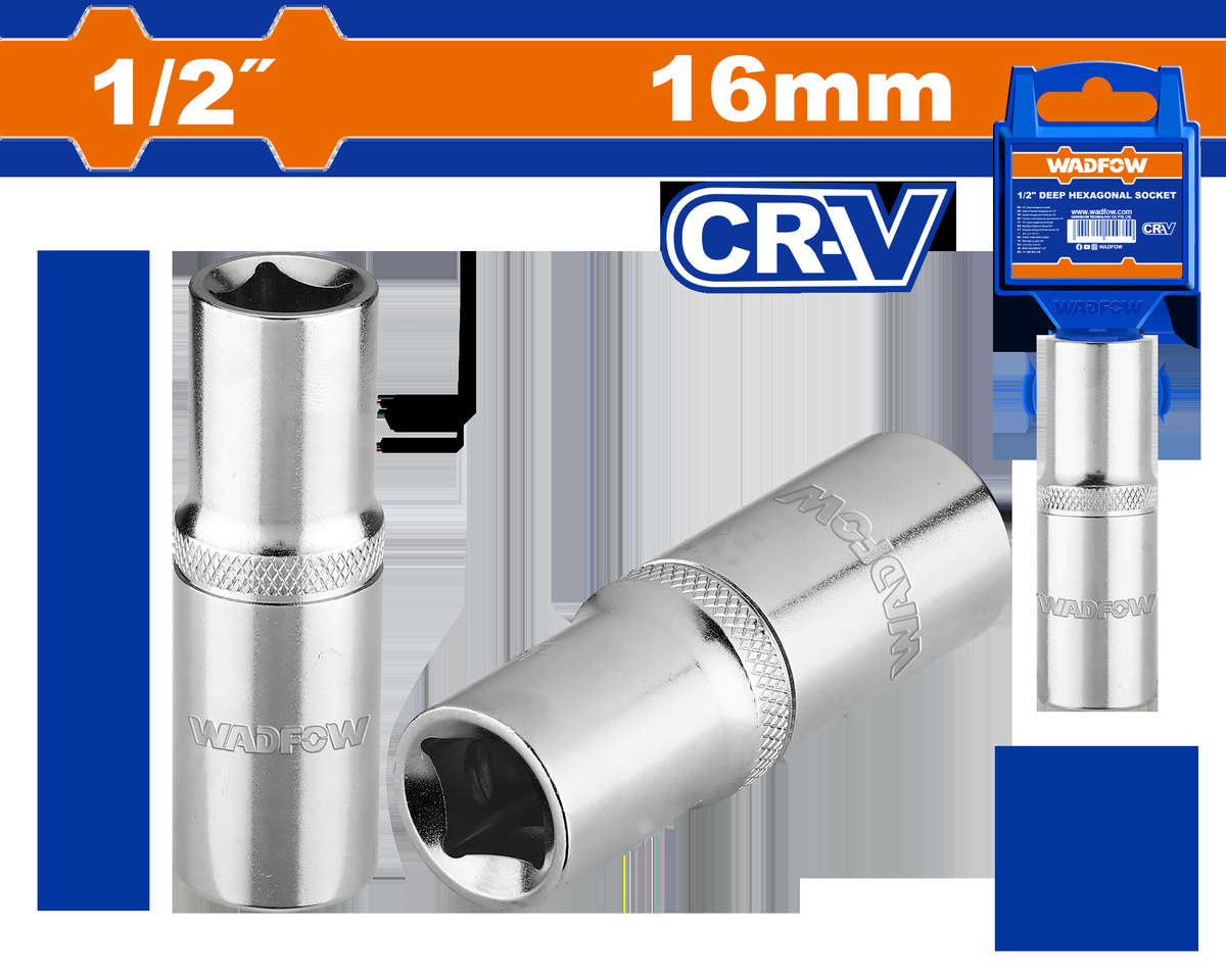 Wadfow - Deep Hex Socket (1/2") - 16mm - Wadfow - Deep Hex Socket (1/2") - 16mm