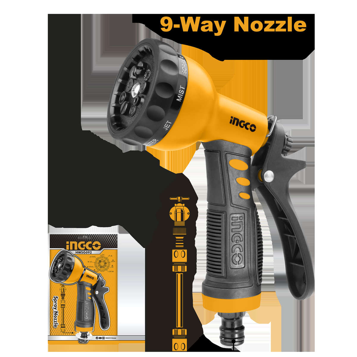 Ingco - Plastic Trigger Spray Nozzle (9 Different Patterns) - Ingco - Plastic Trigger Spray Nozzl...