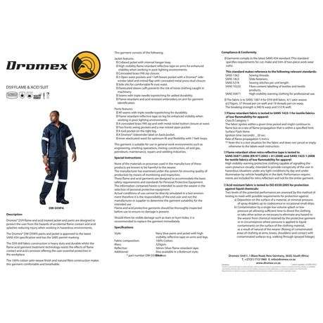 Dromex - D59 Flame And Acid Resistant Navy Blue Jacket - EU 32 - Dromex - D59 Flame And Acid Resi...