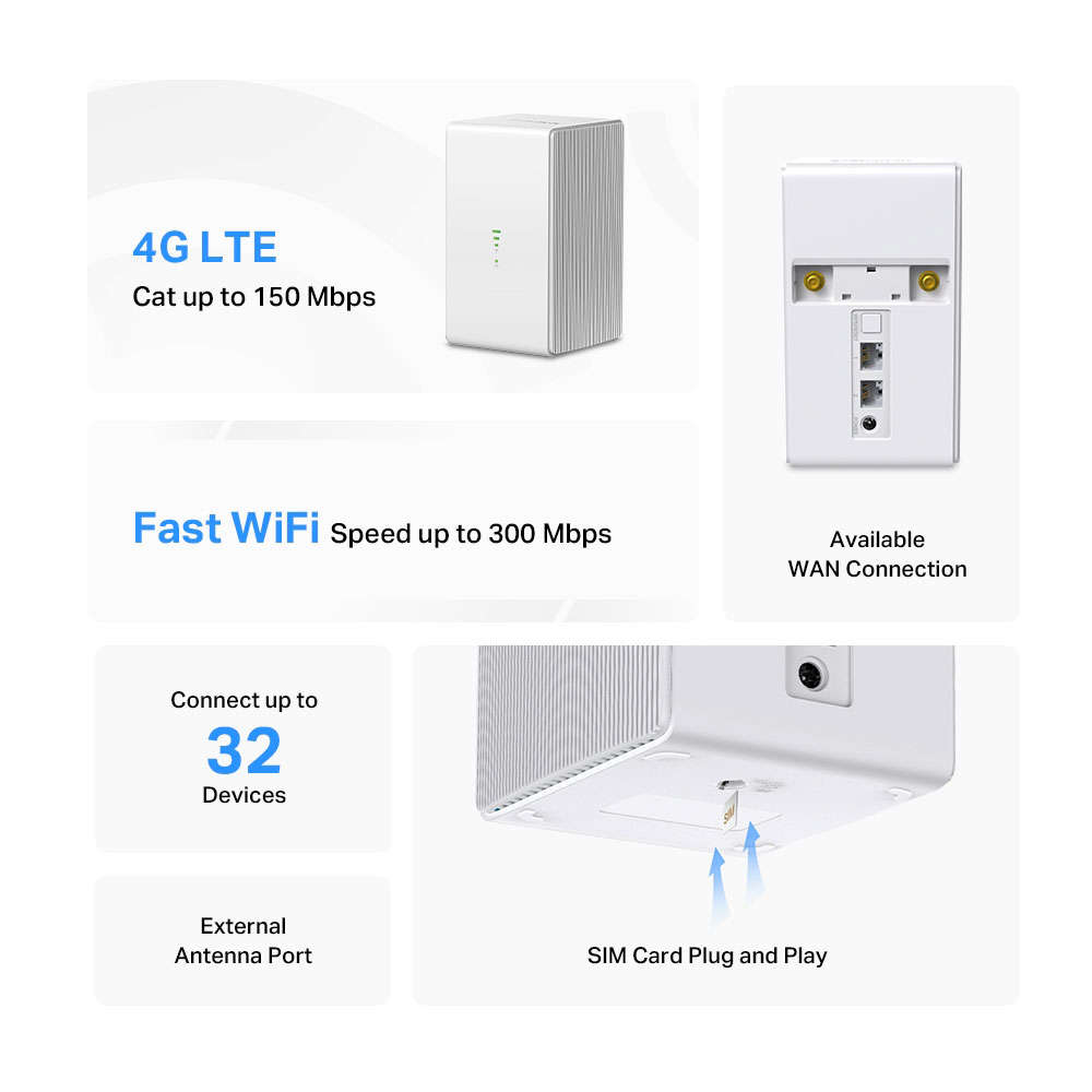 Mercusys - N300 WiFi 4G Lte Router - Mercusys - N300 WiFi 4G Lte Router