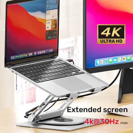Unitek - 360 Rotating Laptop Stand with Detachable USB-C Docking Station - Unitek - 360 Rotating ...
