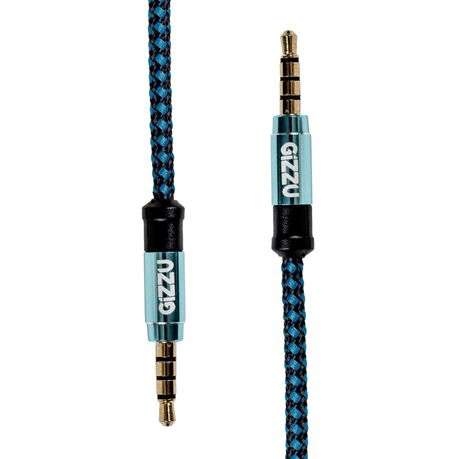 Gizzu - 3.5mm AUX Cable 1.5m - Black/Blue - Gizzu - 3.5mm AUX Cable 1.5m - Black/Blue