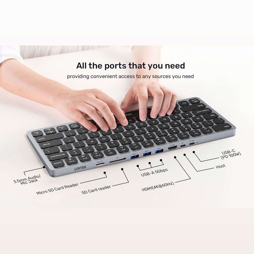 Unitek - 9-in-1 Usb Type-C Keyboard Port Replicator with 100w Power Delivery - Unitek - 9-in-1 Us...