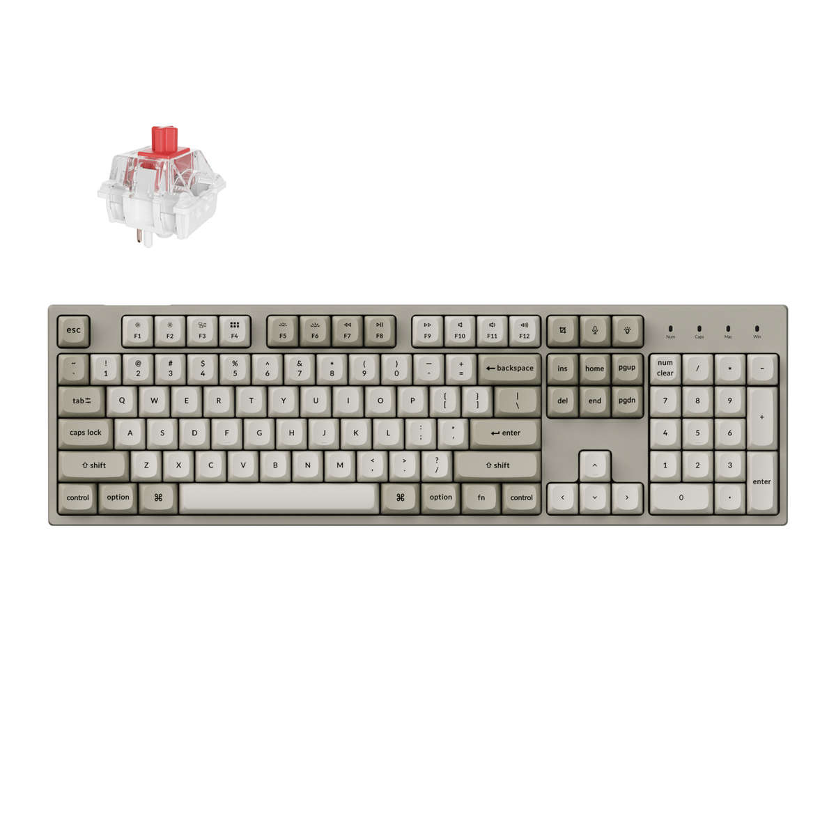 Keychron - C2 Pro 100% 8K Super Red Switch Hot-Swap RGB Wired Custom Mechanical Keyboard - Keychr...