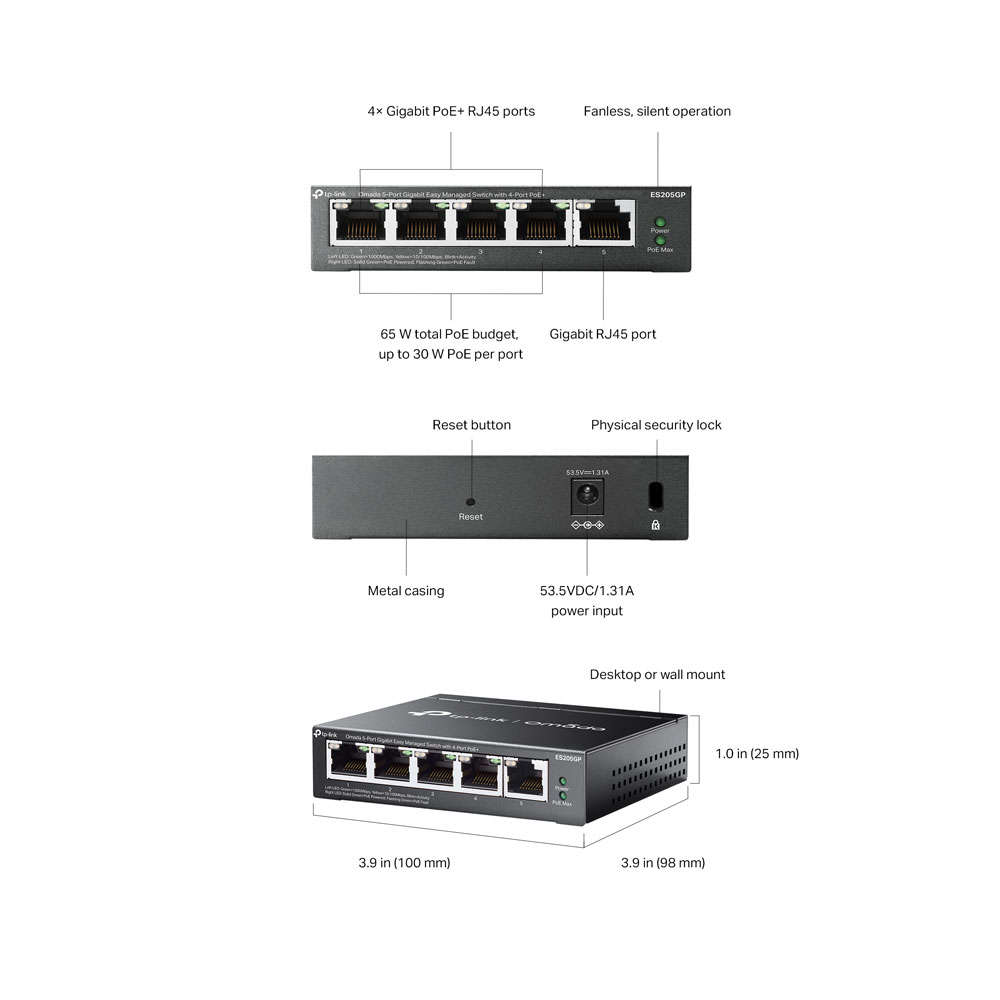 Tp-Link - Omada 5Port Poe+ Gb Managed Switch - Tp-Link - Omada 5Port Poe+ Gb Managed Switch