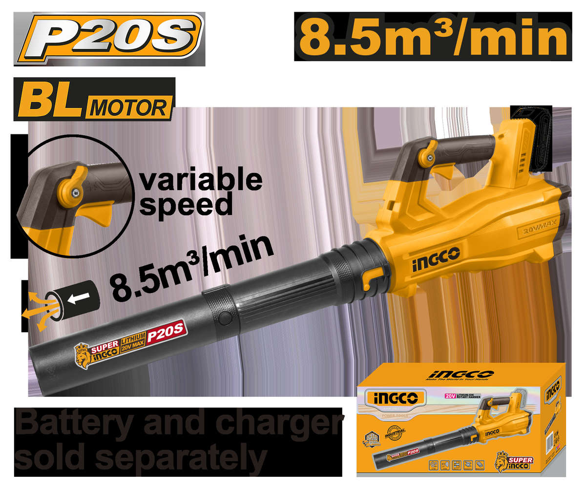 Ingco - Lithium-Ion Blower 20V (8.5 m /min) - Machine Only - Ingco - Lithium-Ion Blower 20V (8.5 ...