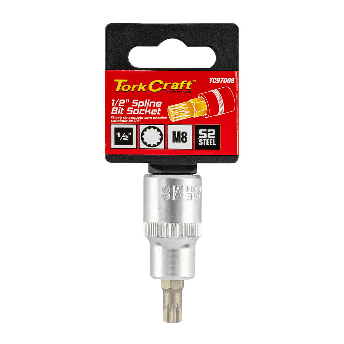 Tork Craft - Socket Bit 1/2'Dr Spline M8 S2 Material - Tork Craft - Socket Bit 1/2'Dr Spline M8 S...