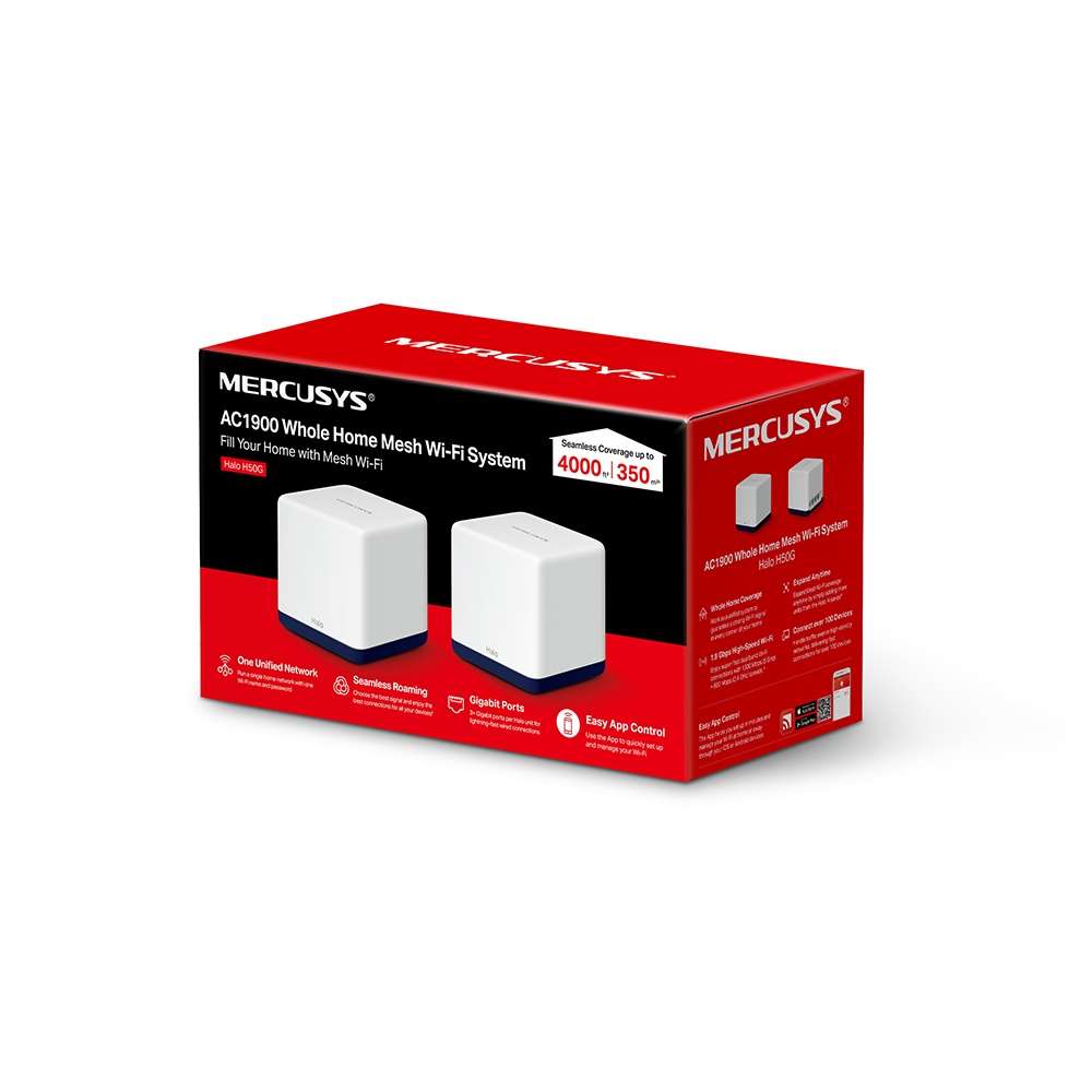 Mercusys - Halo H50G (2-Pack) AC1900 Whole Home Mesh Wi-Fi System - Mercusys - Halo H50G (2-Pack)...