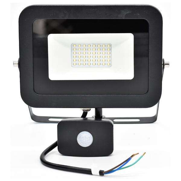 Waco - LED Floodlight with Sensor 50W Slimline - 6500K - Waco - LED Floodlight with Sensor 50W Sl...
