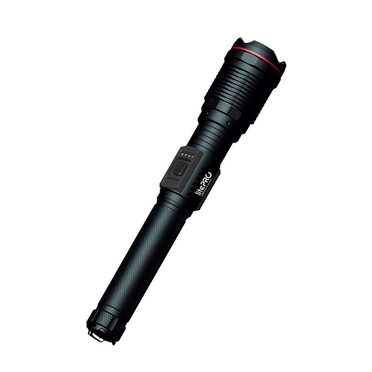 LitePro 80W High Powered Rechargeable LED Torch (6000 Lumens) - Black - LitePro 80W High Powered ...
