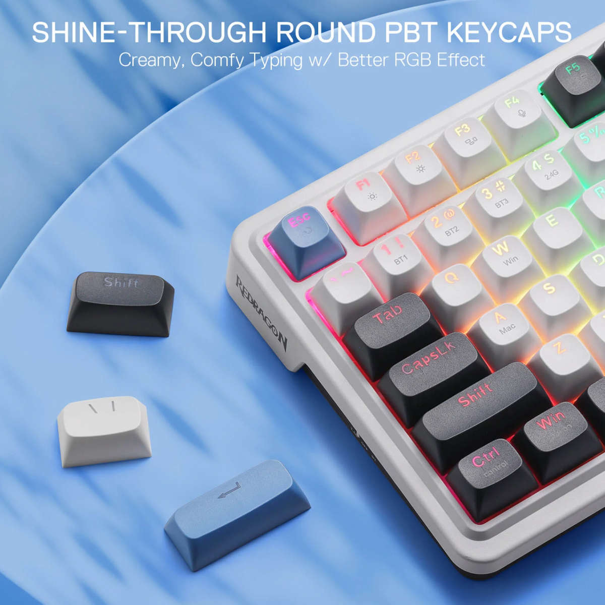 Redragon - K719WGB Galatin RGB PRO Full sized Wireless Gaming Keyboard - White - Redragon - K719W...
