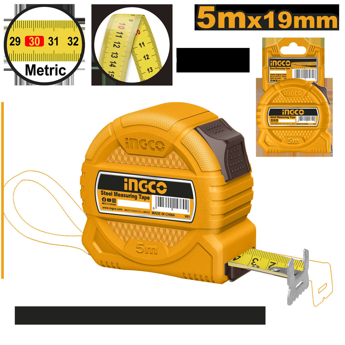 Ingco - Tape Measure - ABS - 5mx19mm - Ingco - Tape Measure - ABS - 5mx19mm