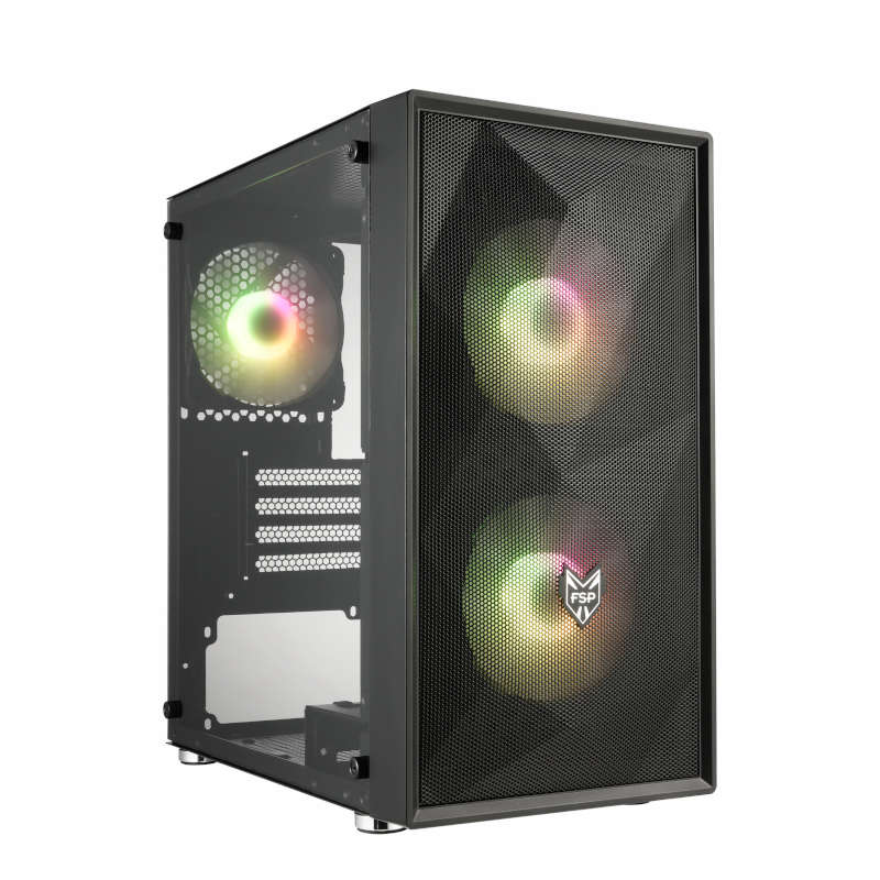 FSP - CST130A Micro-ATX Gaming Chassis Tempered Glass Side Panel - Black - FSP - CST130A Micro-AT...
