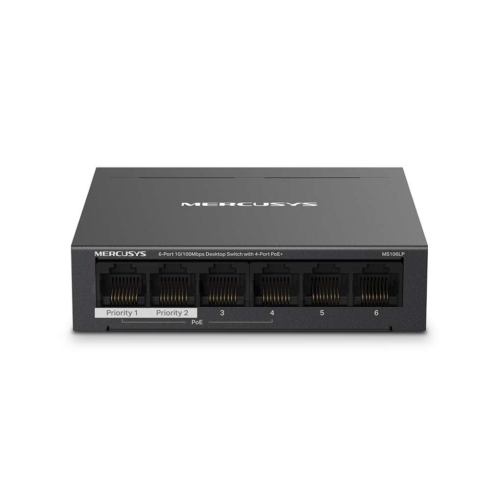 Mercusys - MS106LP 6-Port 10/100Mbps Desktop Switch with 4-Port PoE+ - Mercusys - MS106LP 6-Port ...