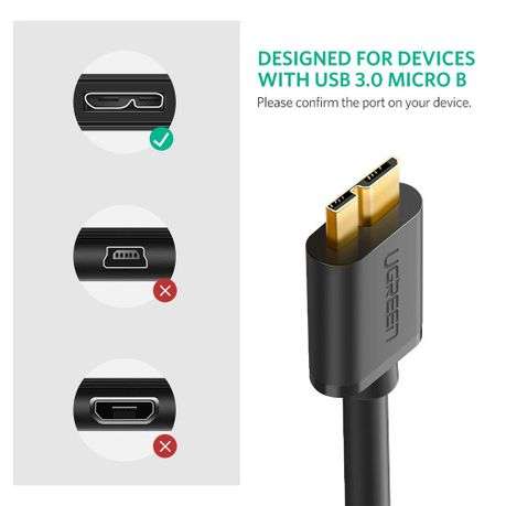Ugreen - USB to Micro USB, 5Gbps SuperSpeed Cable - 0.5m - Ugreen - USB to Micro USB, 5Gbps Super...