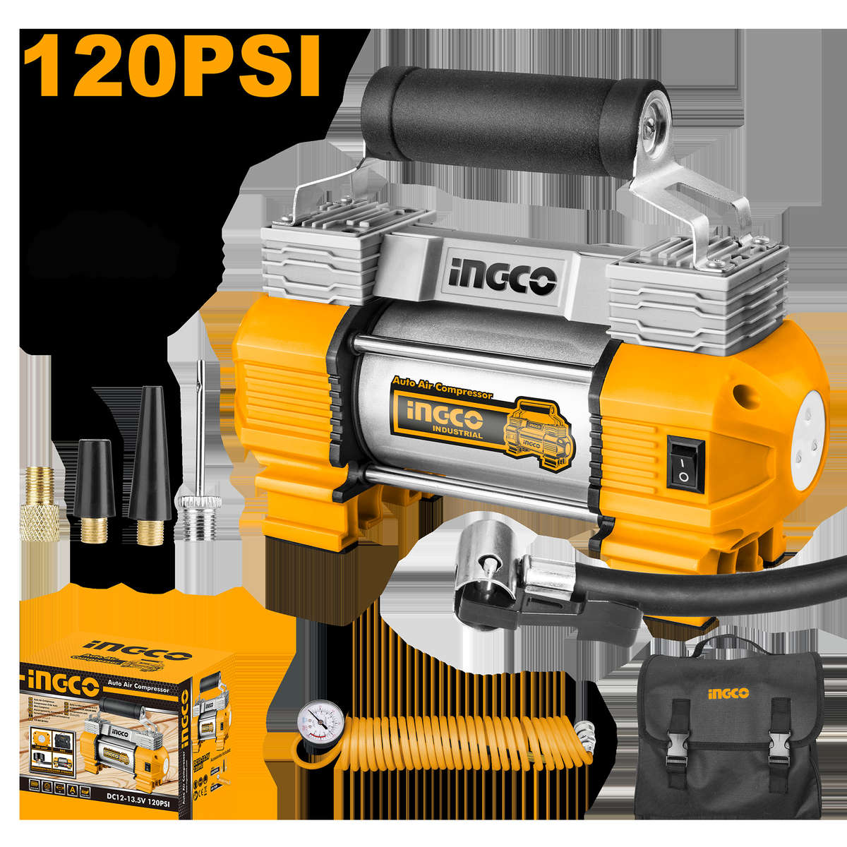 Ingco  Auto Air Compressor DC12-13.5V 120PSI - Ingco  Auto Air Compressor DC12-13.5V 120PSI