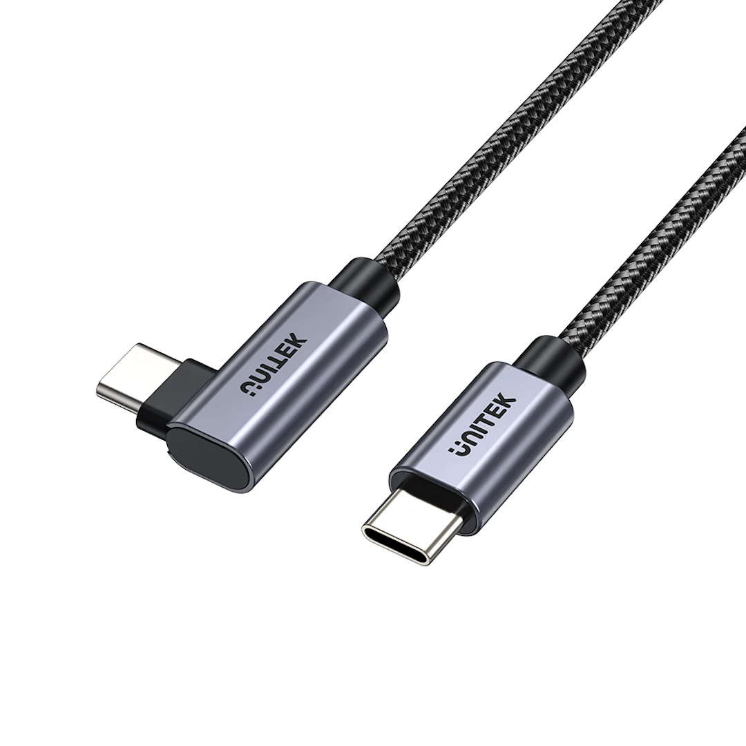 Unitek - C14123bk | 100w Usb2.0 Type-C Nylon Braided Cable with 90 Degree - Unitek - C14123bk | 1...