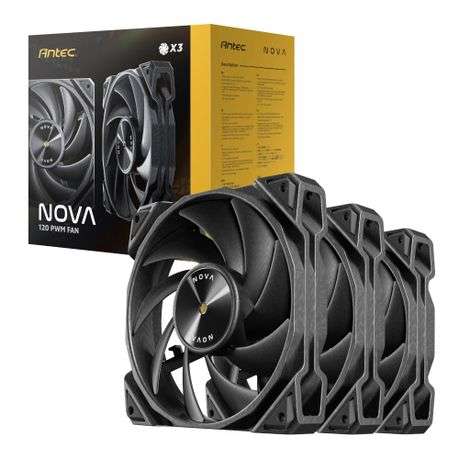 Antec - Nova 120 PWM Fan 3 Pack with Speed Controller - Black - Antec - Nova 120 PWM Fan 3 Pack w...