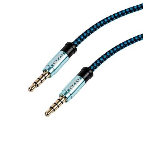 Gizzu - 3.5mm AUX Cable 1.5m - Black/Blue - Gizzu - 3.5mm AUX Cable 1.5m - Black/Blue