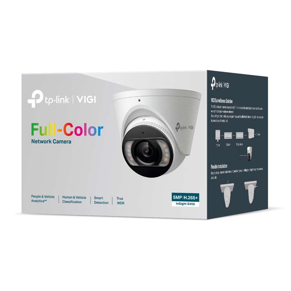 Tp-Link - Vigi Insight S455 5MP Full-Colour Turret Network Camera - Tp-Link - Vigi Insight S455 5...