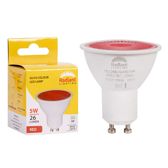 Radiant - GU10 Coloured 5w LED Red - Radiant - GU10 Coloured 5w LED Red