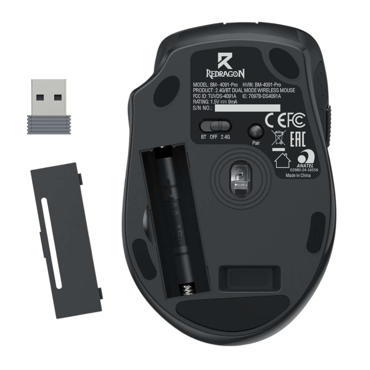 Redragon - BM-4091 PRO 4000 DPI Dual Mode Wireless Office Mouse - Redragon - BM-4091 PRO 4000 DPI...