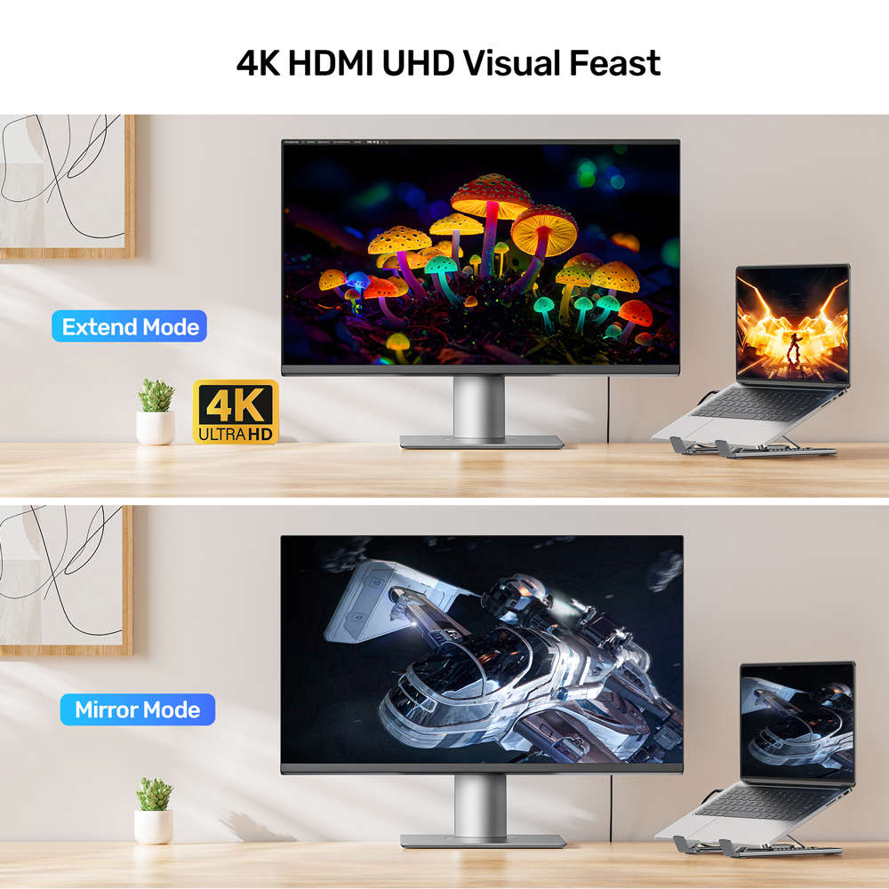 Unitek - USB-C Foldable Laptop Stand 7IN1 Replicator 100W Power Delivery - Unitek - USB-C Foldabl...
