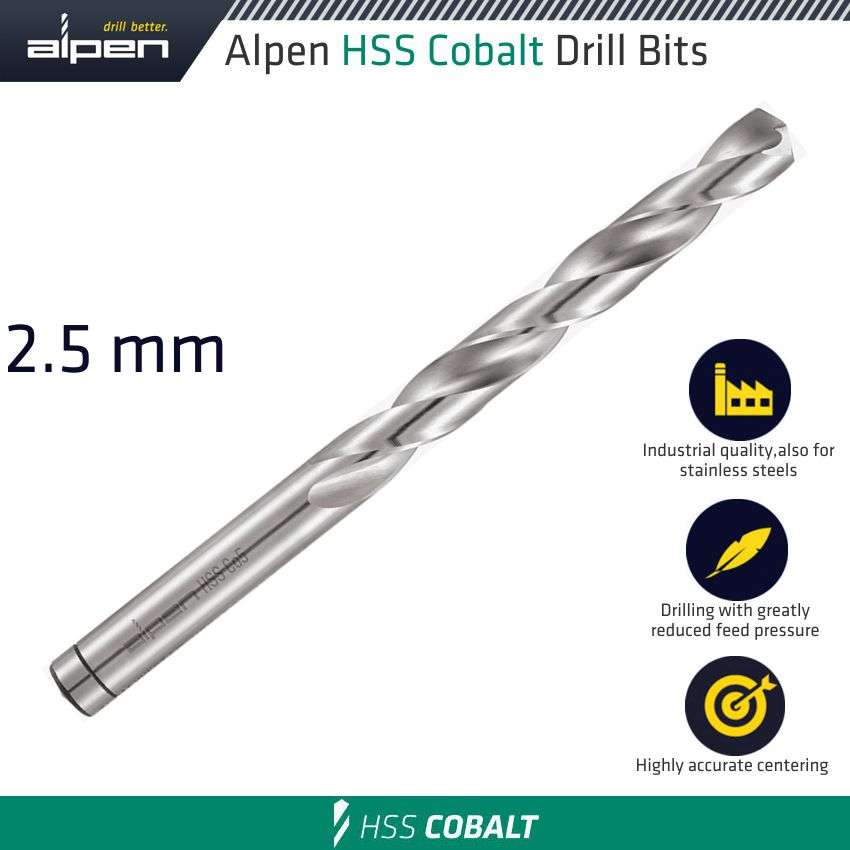 Alpen - Hss Cobalt Din 338 2.5mm Bulk - Alpen - Hss Cobalt Din 338 2.5mm Bulk