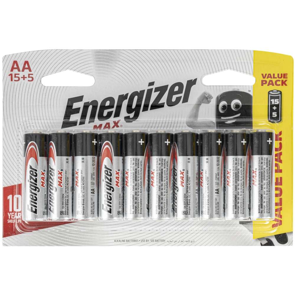 Energizer - Max Aa Battery-15+5 Free Pack (Moq10) Energizer - Energizer - Max Aa Battery-15+5 Fre...