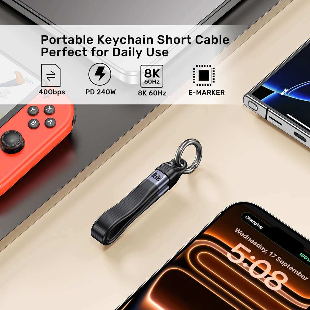 Unitek - C14179A 13cm Usb4.0 USB Type-C Keychain Cable - 240W Pd, 40Gbps, 8K @60Hz - Unitek - C14...