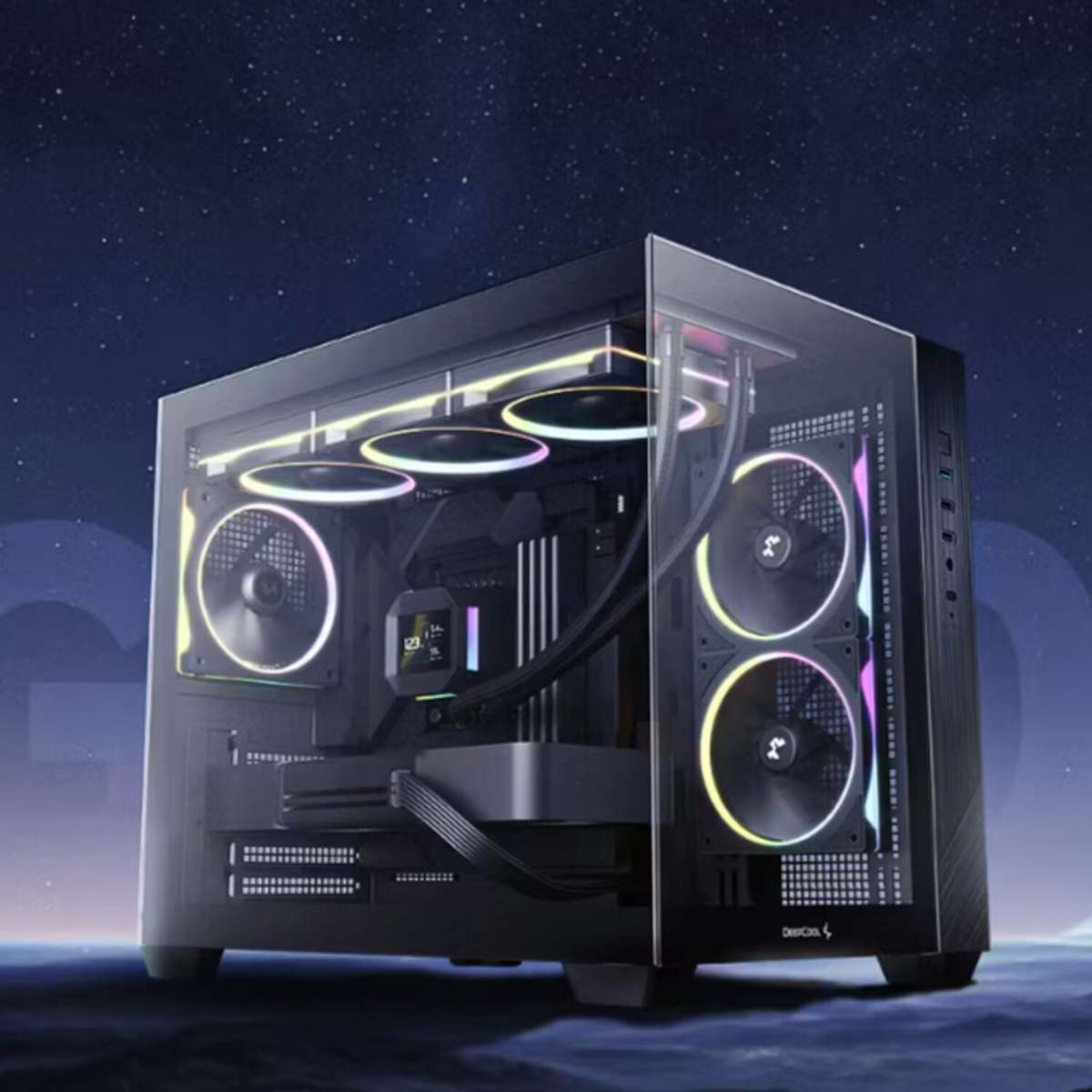 DEEPCOOL - CG330 3F Panoramic Dual-Chamber Micro-ATX Gaming Chassis - Black - DEEPCOOL - CG330 3F...