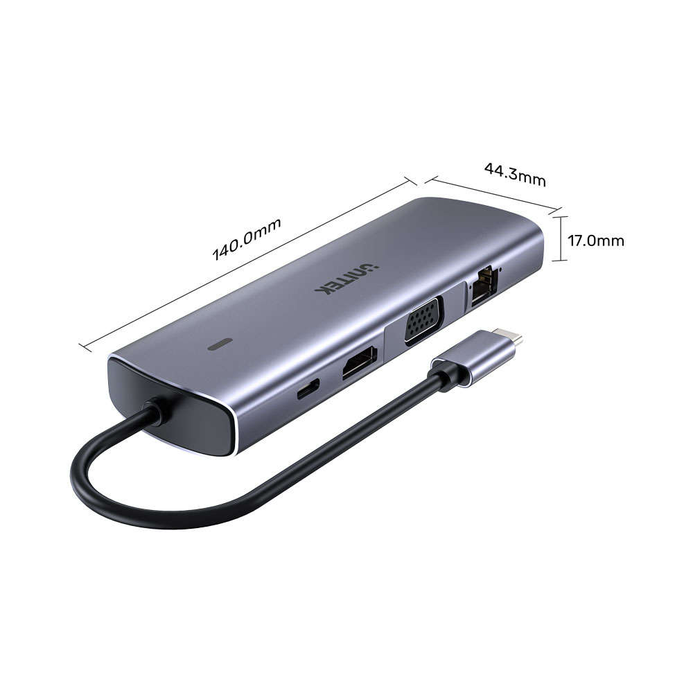 Unitek - 9-in-1 USB-C Hub with Dual Display, Dual Card Reader and 100W PD - Unitek - 9-in-1 USB-C...