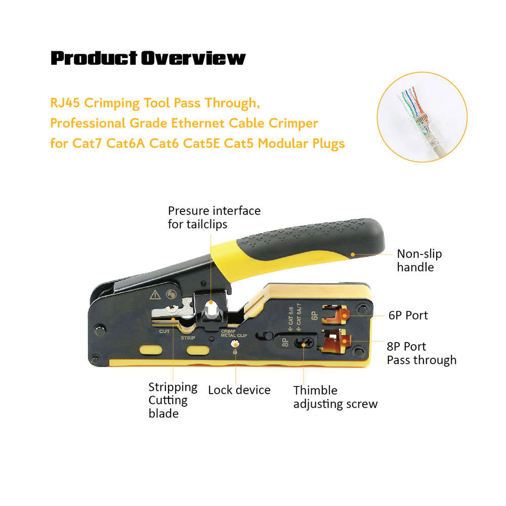 Sprotek - 3 In 1,Crimping Tool Cat5,6,7 Pass Through - Sprotek - 3 In 1,Crimping Tool Cat5,6,7 Pa...