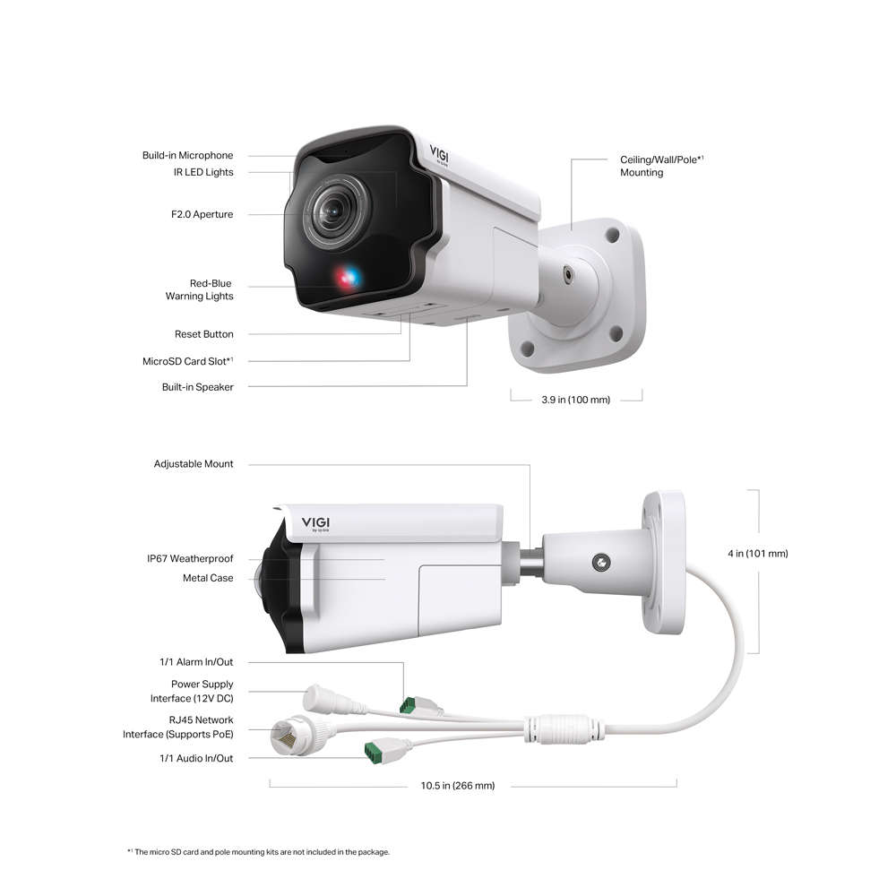 Tp-Link - Vigi Bullet IP Camera 8MP Ir 1.65mm - Tp-Link - Vigi Bullet IP Camera 8MP Ir 1.65mm