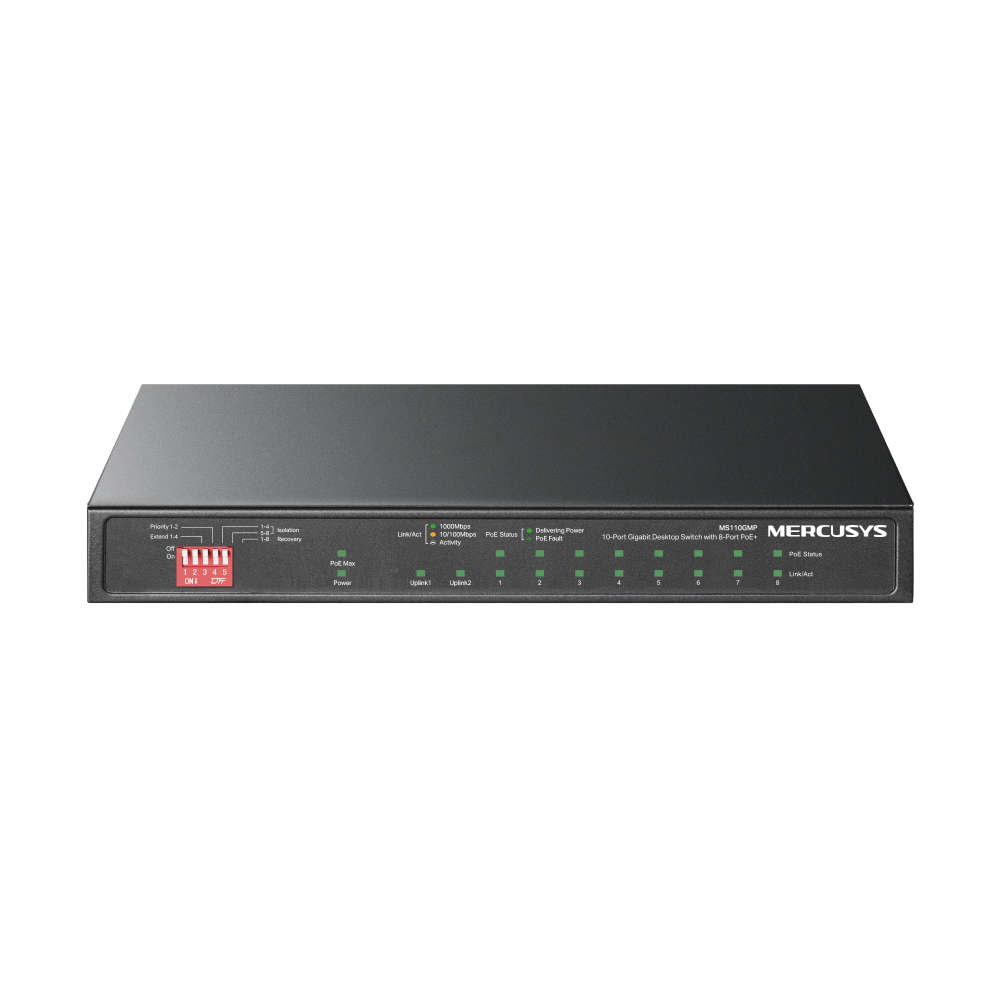 Mercusys - Ms110Gmp 10-Port Gigabit Desktop Switch With 8-Port Poe+ - Mercusys - Ms110Gmp 10-Port...
