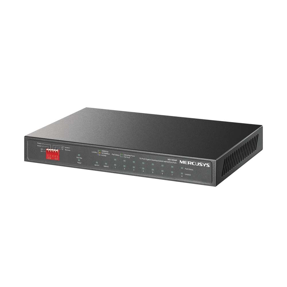 Mercusys - Ms110Gmp 10-Port Gigabit Desktop Switch With 8-Port Poe+ - Mercusys - Ms110Gmp 10-Port...