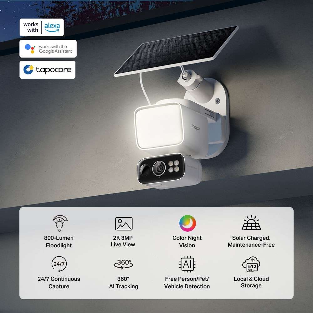 TP-Link TAPO - Tp-Link - TAPO - C615F Kit Solar-Powered Floodlight 2K 3MP Pan/Tilt Security Camer...