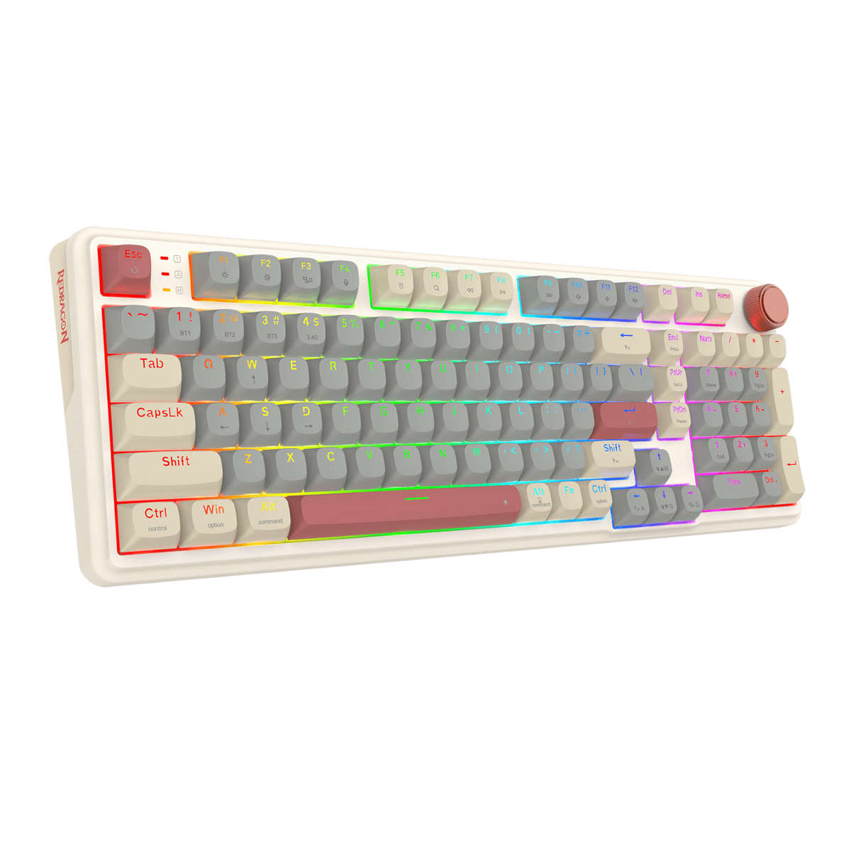 Redragon - Eisa 100 Retro RGB Wireless Mechanical Keyboard - Cream/Grey - Redragon - Eisa 100 Ret...