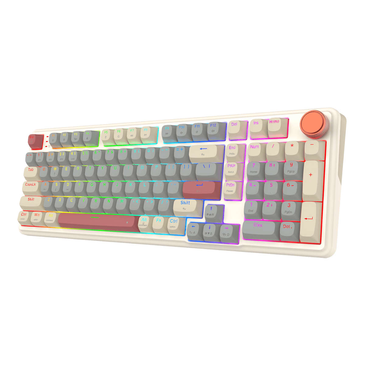Redragon - Eisa 100 Retro RGB Wireless Mechanical Keyboard - Cream/Grey - Redragon - Eisa 100 Ret...